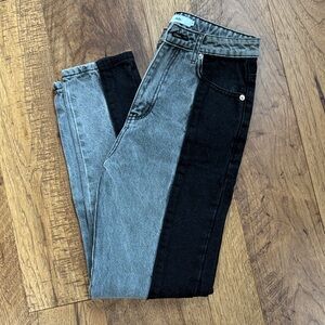Adika Gray and Black Washed High-Rise Jeans